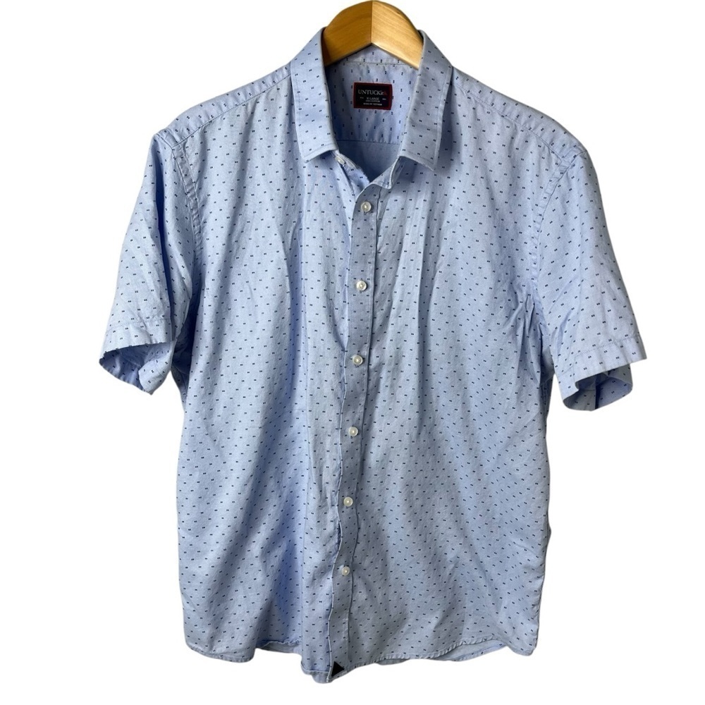 Untuckit Men’s Short Sleeve Button Down Shirt Blue Size XL - Picture 1 of 5